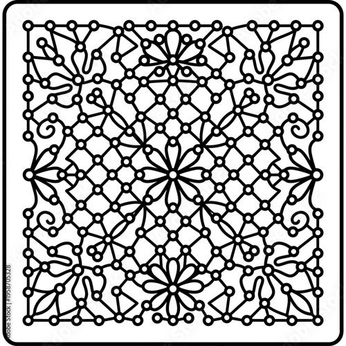 Minimalistic lace making pricking card pattern outline icon