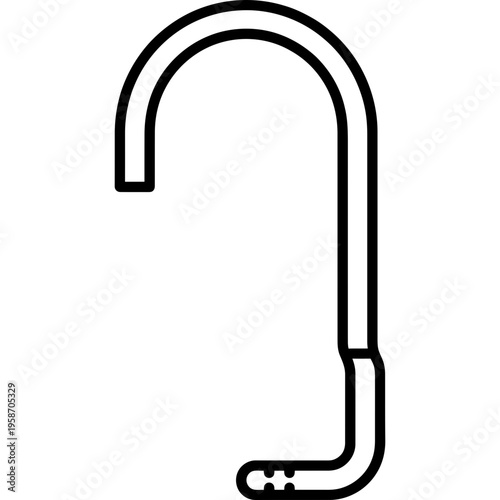 Minimalistic curved racking cane siphon outline icon