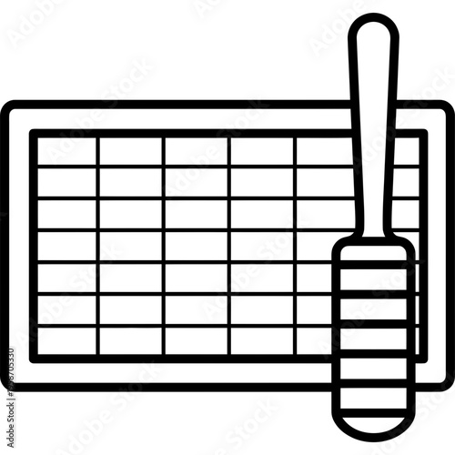 Minimalistic apothecary pill rolling tile and rod outline icon