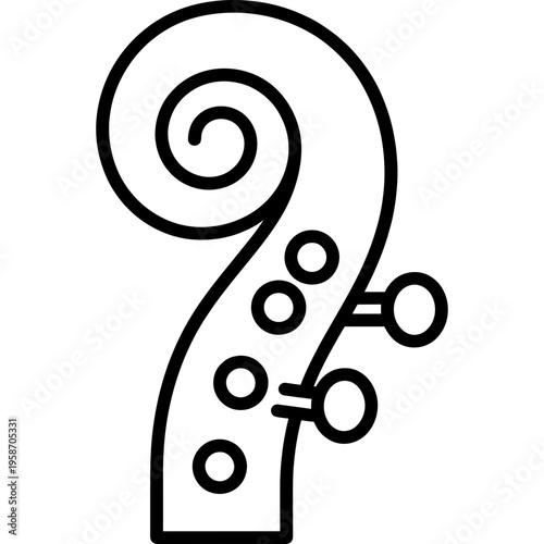 Minimalistic violin scroll volute pegbox outline icon