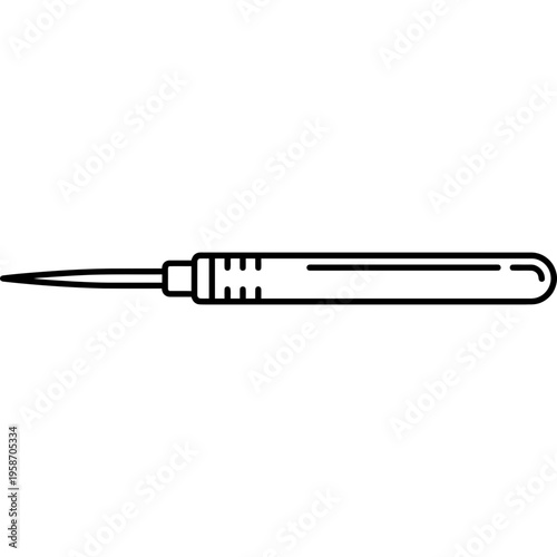 Minimalistic fine scrimshaw engraving needle outline icon