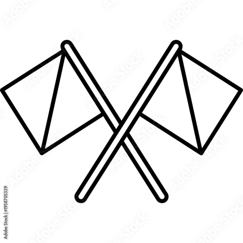 Minimalistic crossed semaphore signal flags outline icon