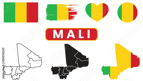 Mali country symbols and map illustrationsMali country symbols and map illustrations