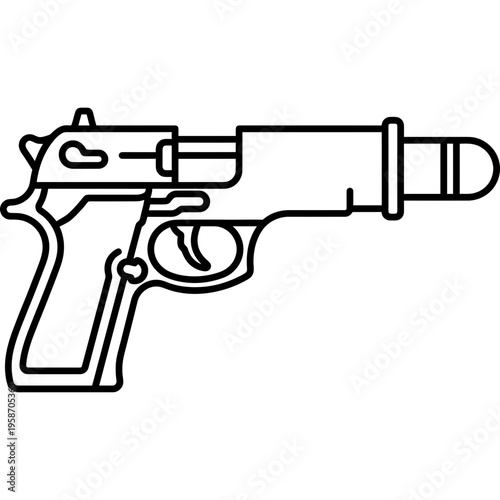 Minimalistic signal flare rocket launcher outline icon