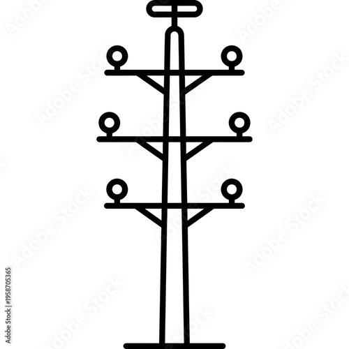 Minimalistic tall signal mast with yard arms outline icon