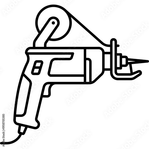 Minimalistic handheld tufting gun outline icon