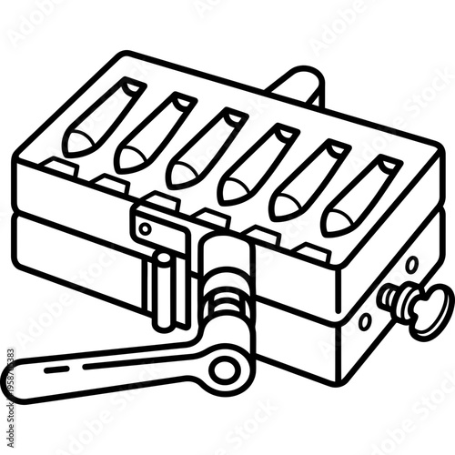 Minimalistic brass suppository forming mold outline icon