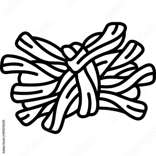 Minimalistic pre-cut wool yarn strips outline icon