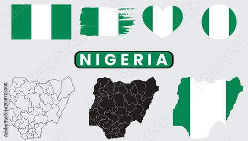 Nigeria flag and map collageNigeria flag and map collage