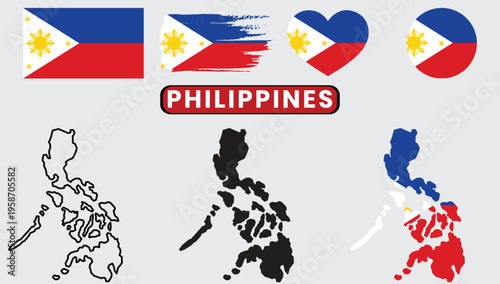 Philippines flag and map variationsPhilippines flag and map variations