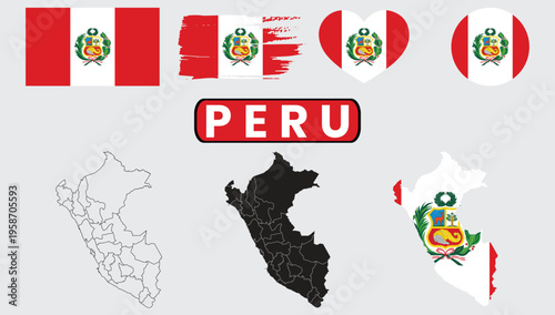 Bild auf Leinwand Peru country symbols and flag variationsPeru country symbols and flag variations