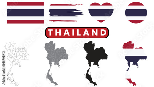 Thailand flag and map variationsThailand flag and map variations