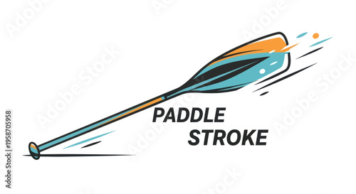 Dynamic Paddle Stroke Illustration with Water Splashes