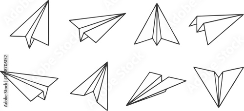 Collection of Paper Plane Line Art Outlines and Styles