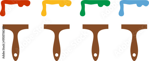 Artist Paint Brushes with Vibrant Dripping Paint Strokes