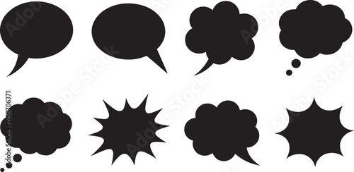 Black comic speech bubbles on white background conversation