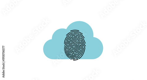 Cloud Computing Security: Fingerprint Identity Verification on Digital Cloud Icon