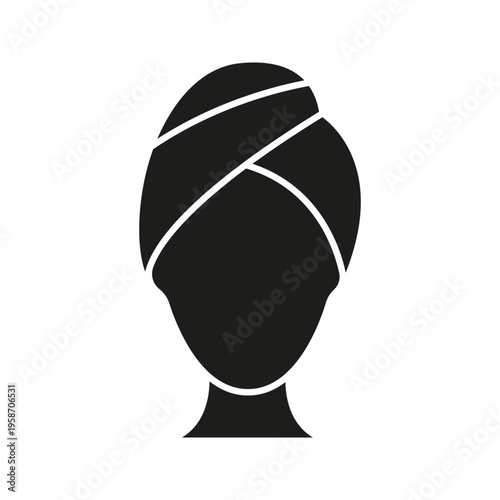 Woman With Towel Wrapped Head Solid Icon. Spa, Relaxation, And Self-Care Silhouette Symbol. Beauty Treatment And Wellness Concept. Isolated Vector Illustration