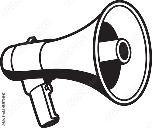 Black megaphone symbol loudspeaker announcement