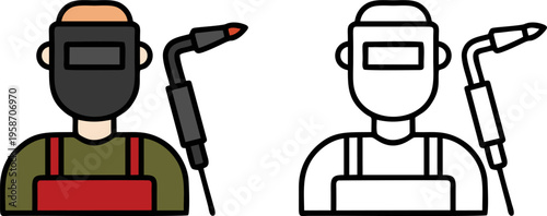 Professional Welder Character with Welding Torch Tool