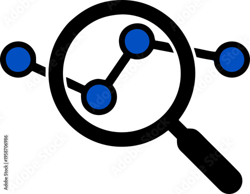 Magnifying Glass with Data Graph Analytics Icon