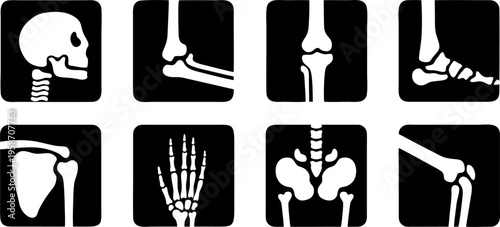 Human Skeleton Bone Anatomy X-ray Icon Set