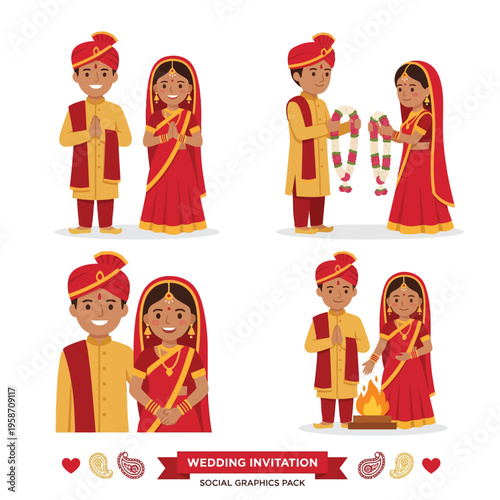 Indian wedding couple in traditional attire