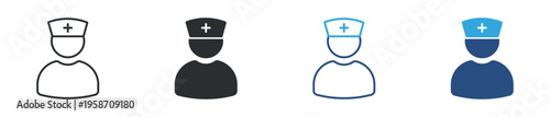Medical staff and healthcare professional icon set. Doctor, nurse avatar and hospital service concept. Vector illustration.