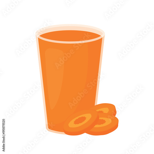 Carrot Juice in A Glass With Fresh Carrots Slices Illustration