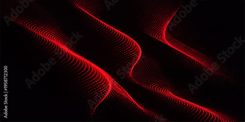 Red and black abstract background with flowing waves and fiery energy design