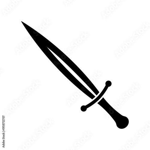 Sword icon. Black silhouette. Front and side view. Vector simple flat graphic illustration. Isolated object on a white background.