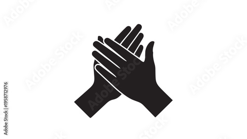 Silhouette of Two Hands Clasped Together in Support and Unity.