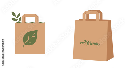 An eco-friendly reusable bag with leaf design and eco logo on white background.