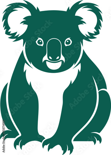 A cute green koala bear sitting on its haunches