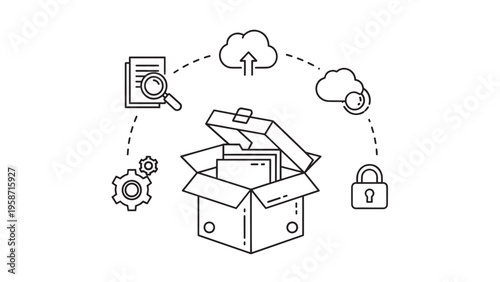 Innovative Technology Concept with Cloud Computing and Data Security Elements.