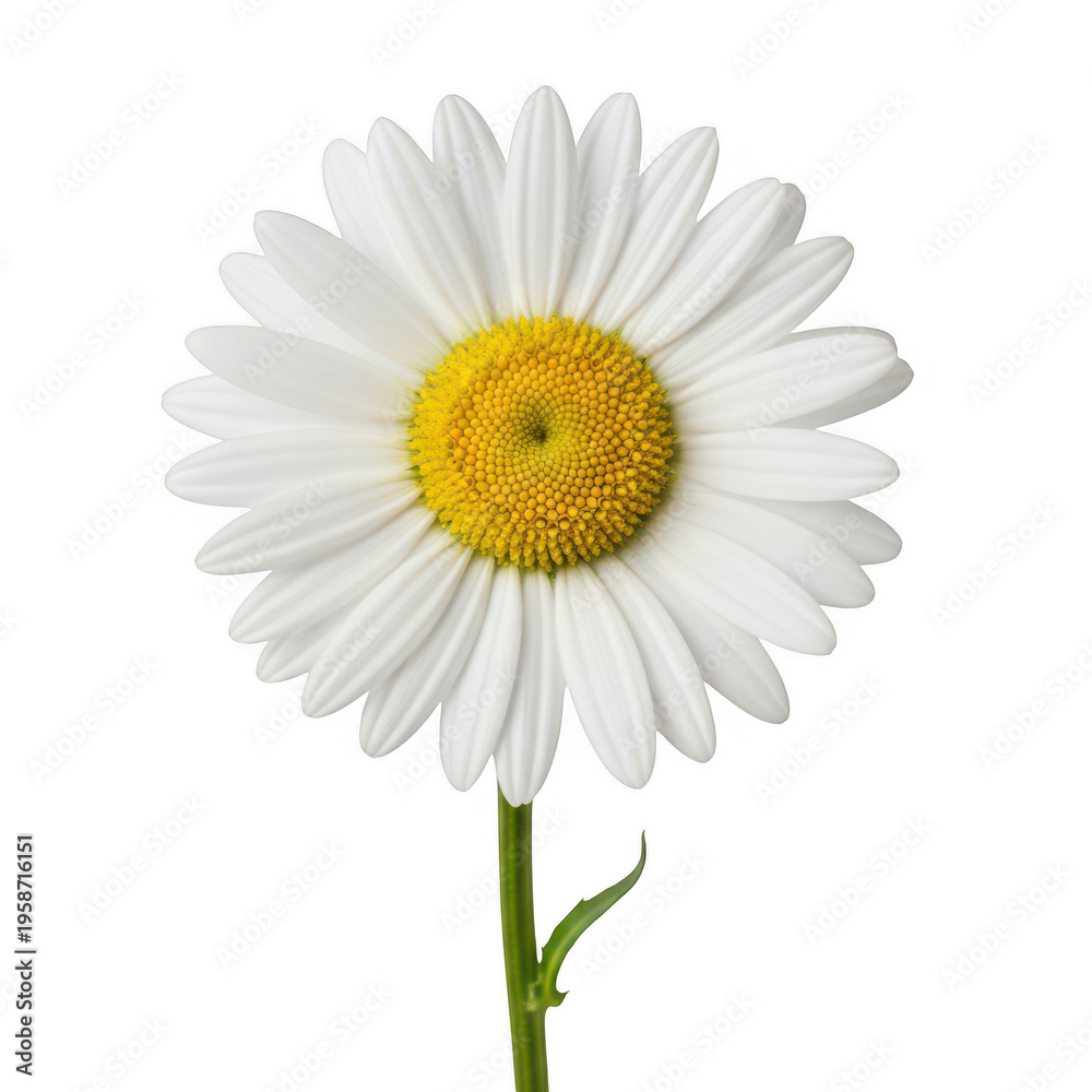 Fototapeta premium A delicate white daisy with a vibrant yellow center blooming beautifully