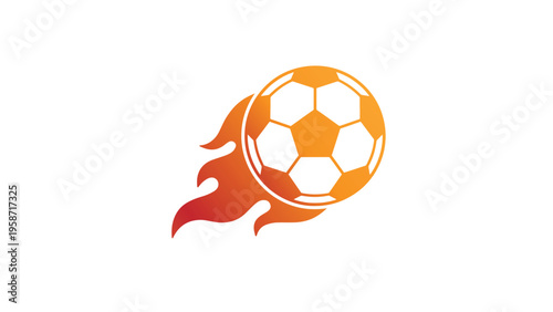 Web Soccer Ball With Fire Flame Icon Representing Sports Club Branding, Football Tournament Identity, Athletic Energy, and Competitive Team Logo Design
