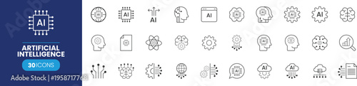 Artificial Intelligence icon set. Outline Icon Collection.