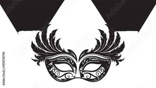 Elegant Venetian Mask with Intricate Black and Silver Design for Costume and Carnival Events.