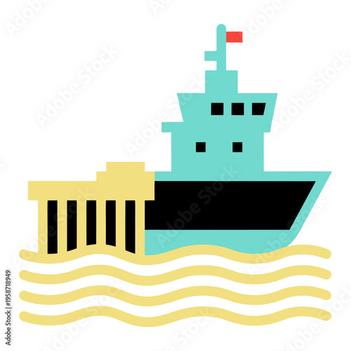 A cargo ship with a container on board