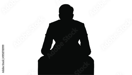 Shadowy outline of a person in formal attire seated facing away, suggesting authority or executive presence.