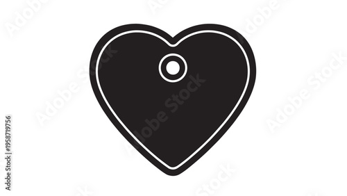 Simple Black Heart Icon with Circular Center for Design and Decoration.