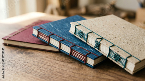 Japanese stab-bound books with four-hole and tortoise-shell patterns