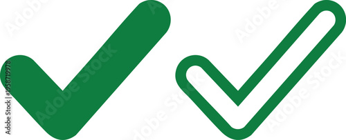 Two green check marks on white background correct