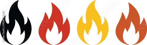 Stylized flames in gradient colors from black to orange for visual emphasis