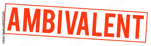 Ambivalent stamp in red color on transparent background