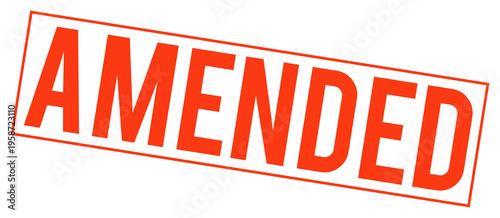 Red Amended stamp mark on transparent background