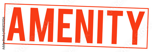 Red amenity stamp text on transparent background