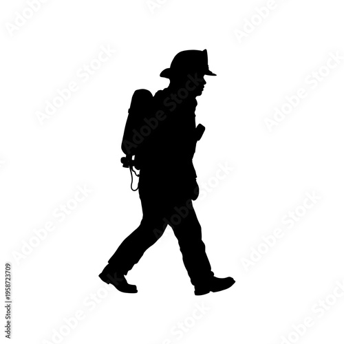 firefighter silhouette isolated - vector illustration	