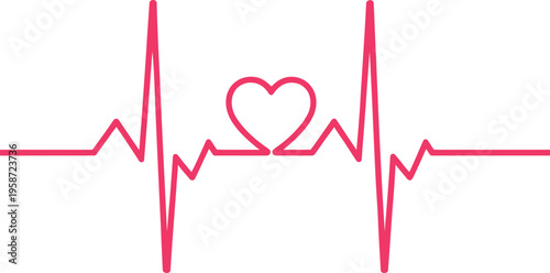 Heartbeat rhythm with a heart symbol in the middle of an electrocardiogram line